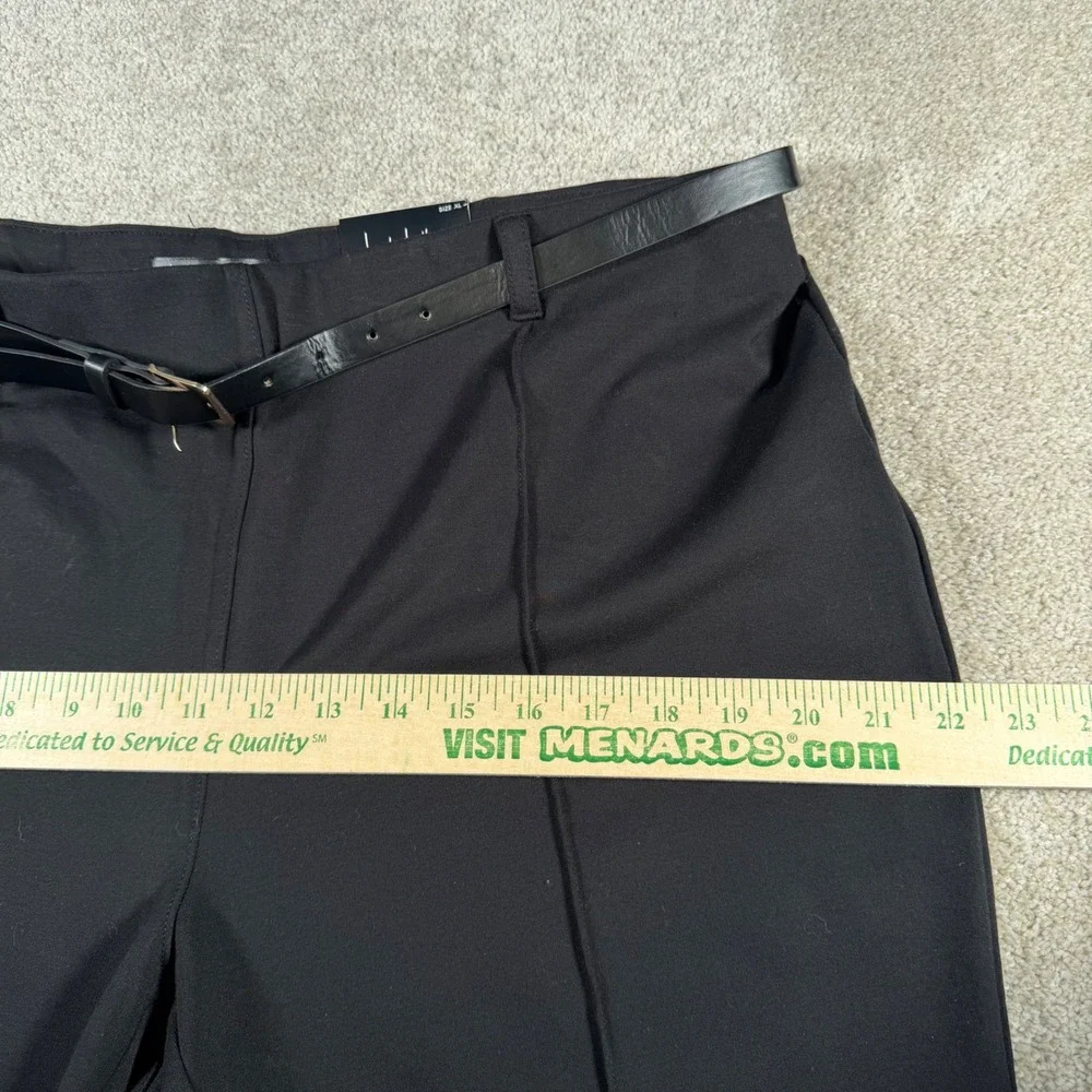 Nicole Miller‎ Bootcut Pants Women XL Black Mid-Rise Belted Front Seam NEW